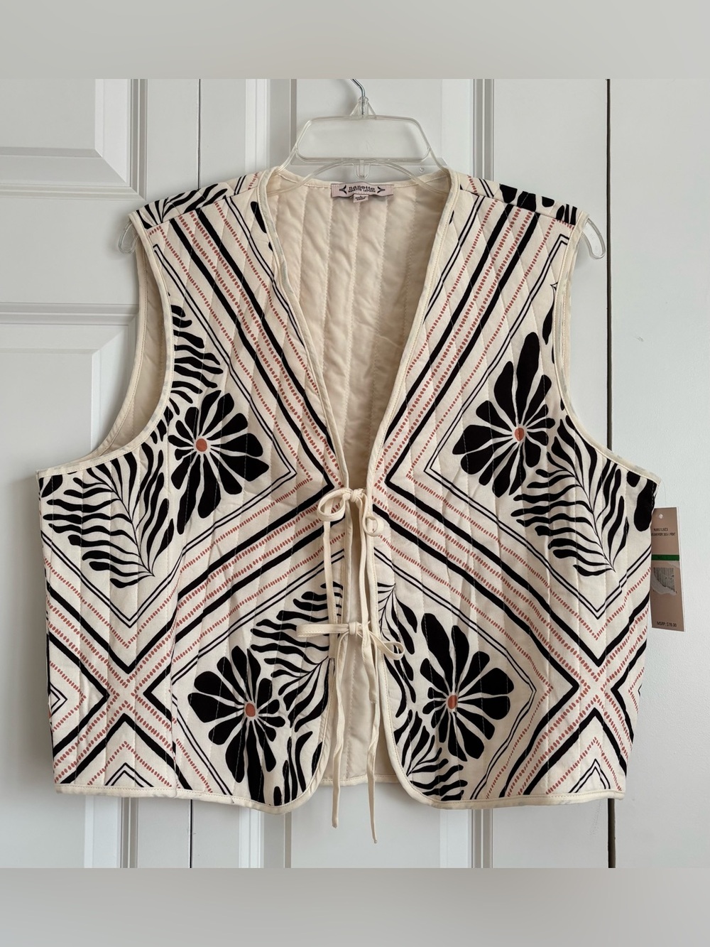 Nanette Lepore Cream Quilted Jacket with Pink Label
